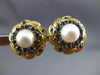 ESTATE 1.0CT AAA SAPPHIRE & SOUTH SEA PEARL 14K YELLOW GOLD 3D EARRINGS #20788