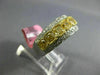 ESTATE 3.34CT WHITE & FANCY YELLOW DIAMOND 18K 2 TONE GOLD HALO ANNIVERSARY RING