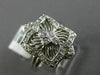 ESTATE WIDE .30CT ROUND DIAMOND 14K WHITE GOLD 3D PAVE ETOILE SQUARE FLOWER RING