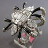 EXTRA LARGE 3.94CT DIAMOND & BLACK ENAMEL 18K WHITE GOLD 3D FLOWER COCKTAIL RING