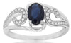 1.09CT DIAMOND & AAA SAPPHIRE 14KT WHITE GOLD 3D OVAL & ROUND FILIGREE LOVE RING