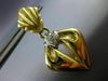 ANTIQUE LARGE .15CT DIAMOND 18KT 2 TONE GOLD TRIANGULAR HANGING EARRINGS #20582