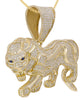 EXTRA LARGE 4.52CT DIAMOND & AAA SAPPHIRE 14K YELLOW GOLD 3D LION UNISEX PENDANT
