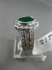 ESTATE 2.19CT DIAMOND & EMERALD 18K WHITE GOLD OVAL FLOWER BEZEL ENGAGEMENT RING