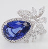 LARGE 11.11CT DIAMOND & AAA TANZANITE 18K WHITE GOLD MULTI SHAPE ENGAGEMENT RING