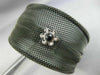 WIDE .10CT DIAMOND & AAA ENAMEL 18K WHITE GOLD & STAINLESS STEEL BANGLE BRACELET