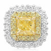 GIA LARGE 2.94CT WHITE & FANCY YELLOW DIAMOND 18KT TWO TONE GOLD STUD EARRINGS