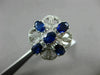 ESTATE LARGE 2.48CT DIAMOND & SAPPHIRE 18K WHITE GOLD 3D SQUARE FLOWER LOVE RING