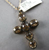 7.87CT BLACK DIAMOND & AAA SMOKY TOPAZ 14KT ROSE GOLD 3D FILIGREE CROSS PENDANT