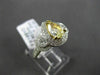 ESTATE 1.64CT FANCY YELLOW DIAMOND 18K TWO TONE GOLD DOUBLE HALO ENGAGEMENT RING