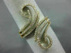 ESTATE LARGE .25CT ROUND DIAMOND 14KT YELLOW GOLD 3D MULTI ROW DOUBLE SWIRL RING