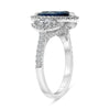 LARGE 2.75CT DIAMOND & AAA SAPPHIRE PLATINUM MARQUISE SHAPE HALO ENGAGEMENT RING