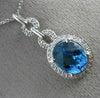ESTATE 3.10CT DIAMOND & AAA BLUE TOPAZ 14K WHITE GOLD OVAL HALO FLOATING PENDANT
