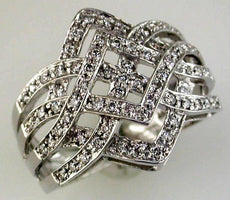 ESTATE WIDE .50CT DIAMOND 14KT WHITE GOLD 3D SQUARE INFINITY LOVE RING