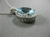 ESTATE LARGE 5.82CT DIAMOND & AAA AQUAMARINE 14K WHITE GOLD 3D OVAL HALO PENDANT