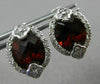 ESTATE LARGE 6.80CT DIAMOND & GARNET 14K WHITE GOLD FLOWER POST HANGING EARRINGS