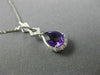 ESTATE 1.40CT DIAMOND & AAA AMETHYST 14KT WHITE GOLD TEAR DROP MILGRAIN PENDANT