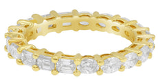2.11CT DIAMOND 14KT YELLOW GOLD 3D OVAL & EMERALD CUT ETERNITY ANNIVERSARY RING