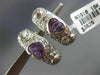 LARGE 1.94CT DIAMOND & AMETHYST 18K WHITE GOLD 3D HEART HANGING CLIP ON EARRINGS