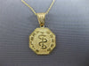 ESTATE 14KT YELLOW GOLD 3D OCTAGON HEALTH GUARD ENGRAVEABLE PENDANT #25079