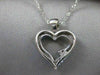 SMALL ESTATE DIAMOND 14KT WHITE GOLD OPEN LOVE HEART PENDANT + CHAIN #14MMx15MM