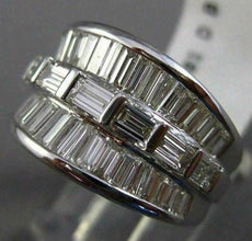 ESTATE WIDE 2.81CT BAGUETTE DIAMOND 18KT WHITE GOLD 3D WEDDING ANNIVERSARY RING