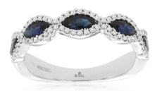 1.07CT DIAMOND & AAA SAPPHIRE 14KT WHITE GOLD MARQUISE 5 STONE ANNIVERSARY RING
