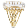 LARGE 14.08CT DIAMOND & AAA WHITE TOPAZ 14KT YELLOW GOLD 3D CUSHION FUN RING