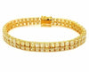 24.07CT FANCY YELLOW DIAMOND 18KT YELLOW GOLD CUSHION 2 ROW CUFF TENNIS BRACELET