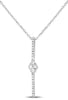 ESTATE .14CT DIAMOND 14K WHITE GOLD 3D GEOMETRIC PAVE BAR DROP LOVE NECKLACE