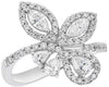 ESTATE WIDE 1.22CT DIAMOND 18KT WHITE GOLD 3D ROUND & MARQUISE FLOWER FUN RING