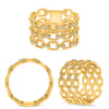LARGE .13CT DIAMOND 14K YELLOW GOLD 3D MULTI OVAL LINK 3 ROW ANNIVERSARY RING