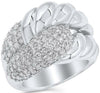 LARGE 1.58CT DIAMOND 14KT WHITE GOLD 3D MULTI ROW LOVE KNOT DOUBLE FUN RING