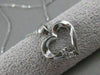 SMALL ESTATE DIAMOND 14KT WHITE GOLD OPEN LOVE HEART PENDANT + CHAIN #14MMx15MM