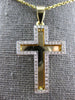 ESTATE .52CT DIAMOND 14KT TWO TONE GOLD 3D CLASSIC DOUBLE PLATED CROSS PENDANT
