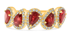 1.58CT DIAMOND & AAA RUBY 14KT YELLOW GOLD PEAR SHAPE 5 STONE ANNIVERSARY RING