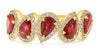 1.58CT DIAMOND & AAA RUBY 14KT YELLOW GOLD PEAR SHAPE 5 STONE ANNIVERSARY RING