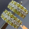 ESTATE WIDE 5.22CT WHITE & FANCY YELLOW DIAMOND 18KT 2 TONE GOLD 3 ROW EARRINGS