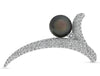 LARGE 2.69CT DIAMOND & AAA TAHITIAN PEARL 18KT WHITE GOLD LEAF SHAPE BROOCH PIN