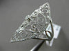 ESTATE .96CT DIAMOND 14KT WHITE GOLD 3D OPEN FILIGREE DOUBLE HEART COCKTAIL RING