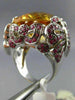 EXTRA LARGE 24.06CT DIAMOND CITRINE & RUBY 14KT WHTIE GOLD 3D BUTTERFLY FUN RING
