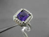ESTATE LARGE 4.96CTW DIAMOND & AAA AMETHYST 14KT WHITE GOLD 3D HALO FUN RING