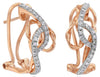 .25CT DIAMOND 14KT YELLOW GOLD 3D MULTI ROW CRISS CROSS CLIP ON HANGING EARRINGS