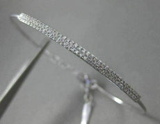 ESTATE .32CT DIAMOND 14K WHITE GOLD 3D CLASSIC PAVE TWO ROW LOVE BANGLE BRACELET