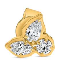 .66CT DIAMOND 14KT YELLOW GOLD MULTI SHAPE 3 STONE CLUSTER FLOWER STUD EARRINGS