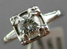 ANTIQUE OLD MINE .54CT ROUND CUT DIAMOND 14KT WHITE GOLD ENGAGEMENT RING #22209