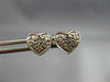 ANTIQUE .24CT DIAMOND 14KT WHITE GOLD 3D CLASSIC PAVE HEART STUD EARRINGS #9945