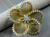 ESTATE LARGE 1.40CT DIAMOND 18KT WHITE & YELLOW GOLD 3D FLOWER FLOATING PENDANT