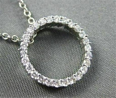 ESTATE .50CT DIAMOND 14KT WHITE GOLD CIRCLE OF LIFE PENDANT W CHAIN AMAZING 1707