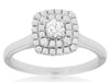 .50CT DIAMOND 14K WHITE GOLD ROUND DOUBLE HALO SQUARE FRIENDSHIP ENGAGEMENT RING